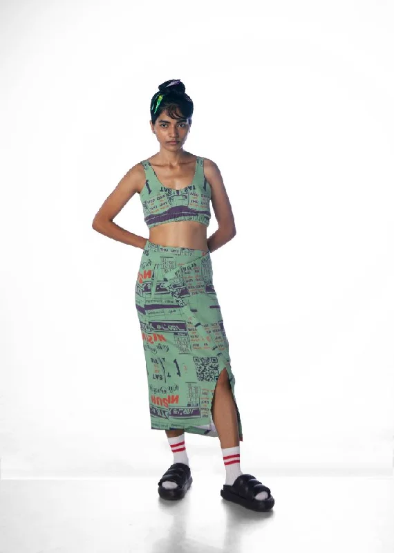 Calender Wrapped Pencil Skirt denim skirt durable