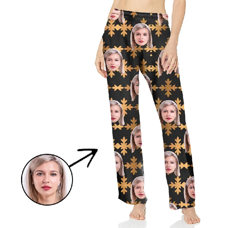 Custom Photo Pajamas Pants For Women All Over Flower Cozy Knit Pants