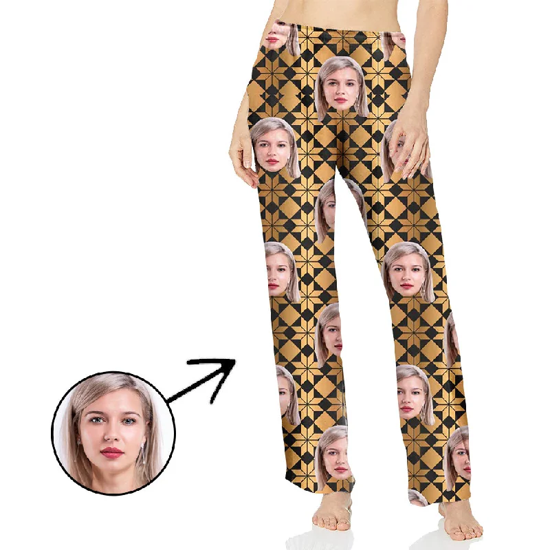 Custom Photo Pajamas Pants For Women All Over Flowers Chic Slim Fit Pants