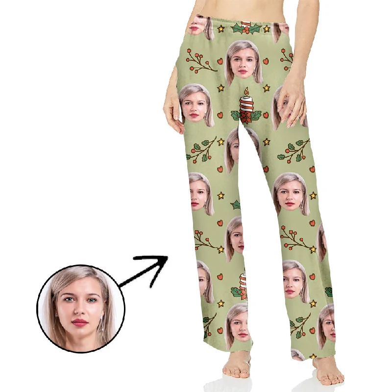 Custom Photo Pajamas Pants For Women All Over Pandants Cozy Fitted Pants