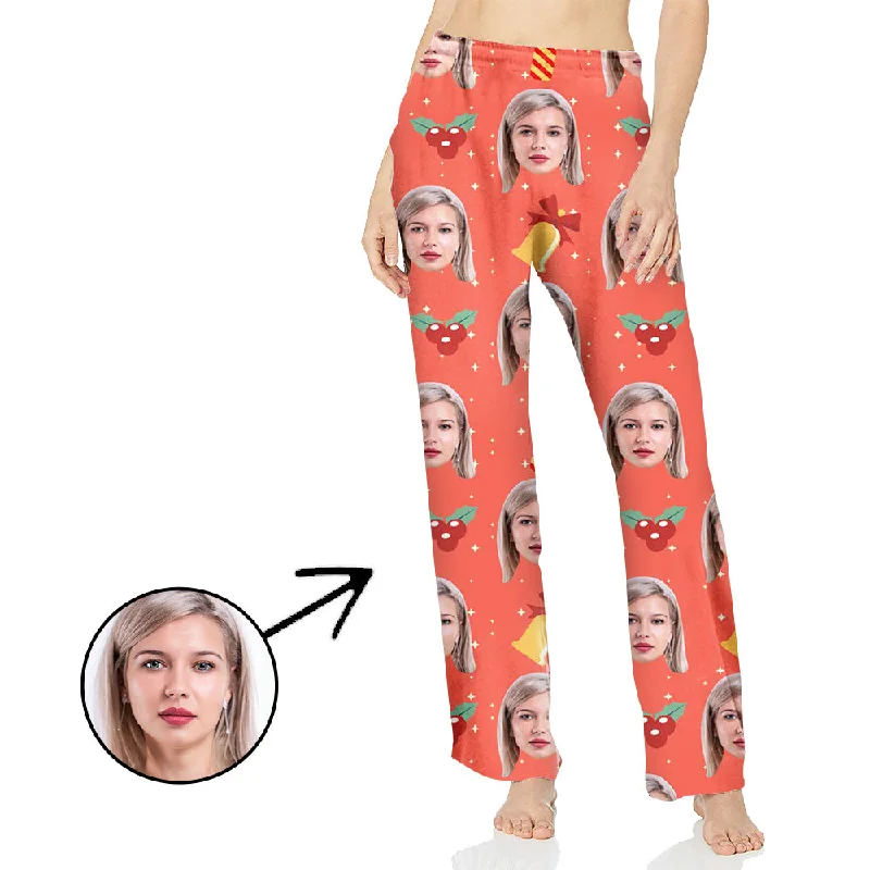 Custom Photo Pajamas Pants For Women Bell And Candle Sleek Black Pants