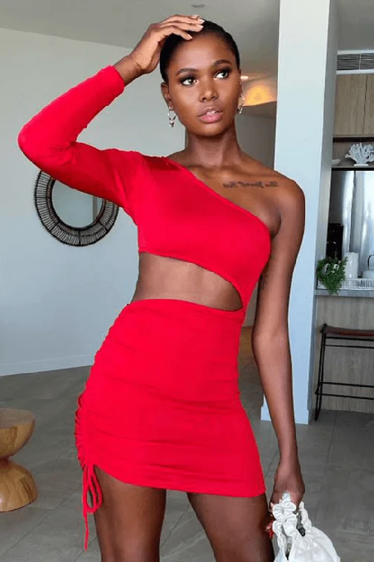 Darcey Mini Dress - Red Fashionable A-Line Mini Dress