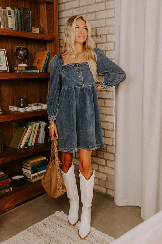 Derby Darling Denim Mini Dress Stylish Plaid Mini Dress