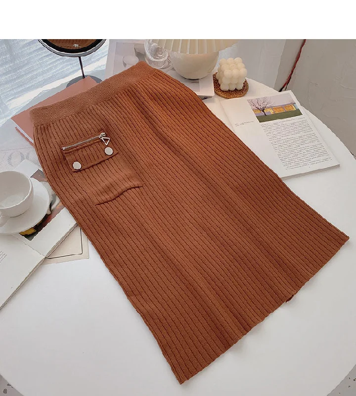 Design: Hong Kong style high waist split Hip Wrap Skirt  5755 leather skirt refined