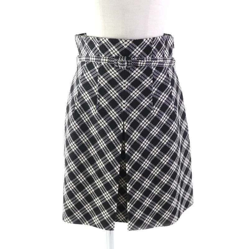 Dior Wool Silk Check Pleated Skirt with Belt lace skirt romantic