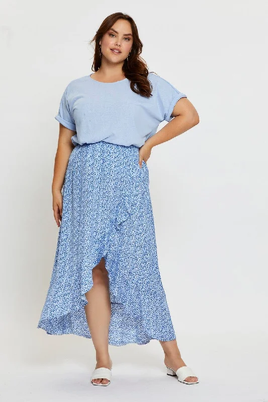 Ditsy Print Wrap Skirt Midi High Waist summer skirt style