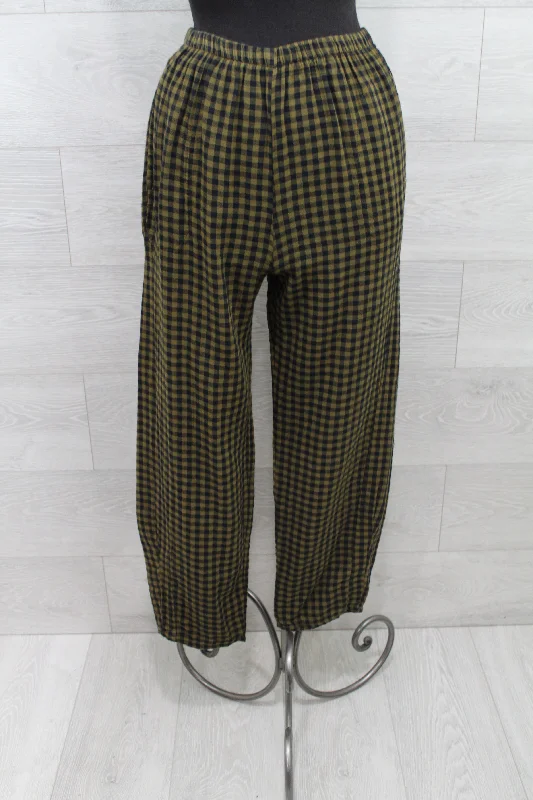 Fenini Pants - Checker Pleat Pant FINAL SALE ITEM Modern Stretch Trousers