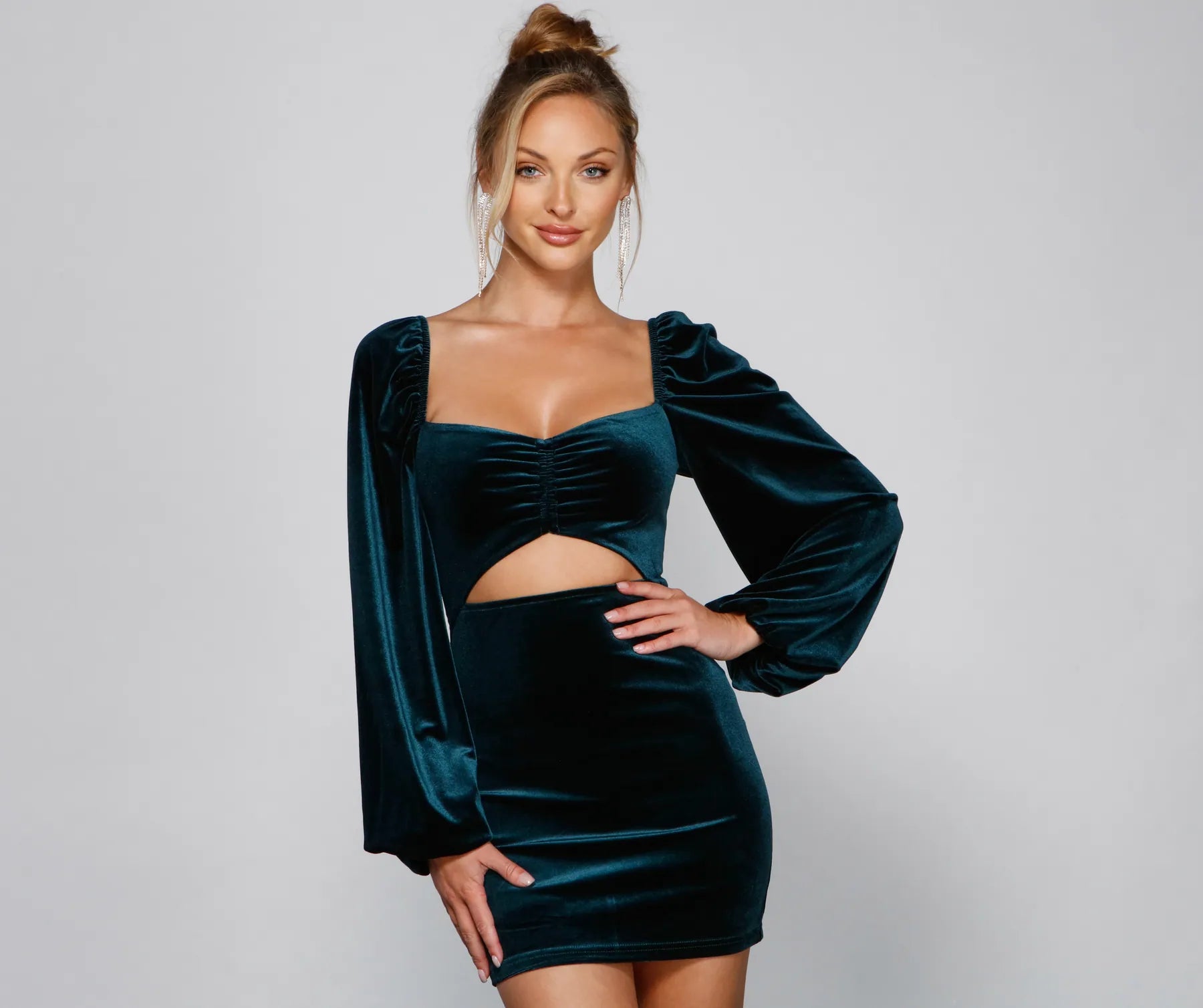 First Impressions Velvet Cutout Mini Dress Stylish Floral Print Mini Dress