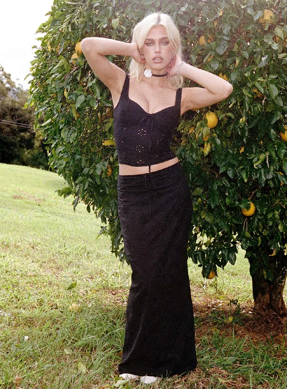 Flowerfields Maxi Skirt Black lace skirt romantic