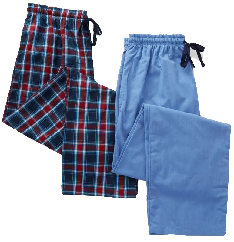 Hanes Men's Big and Tall Woven Pants - 2 Pack Plaid and Solid Soft Stretch Pants