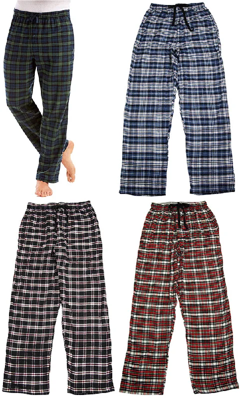 Hanes Mens Cotton Blend Flannel Plaid Drawstring Lounge Sleep Pajama Pant Cozy Knit Pants