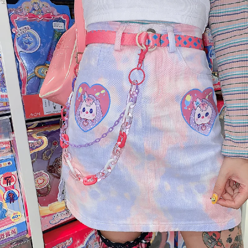 Harajuku cartoon skirt PL51119 leather skirt durable
