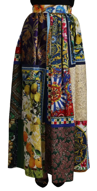 Dolce & Gabbana High Waist Maxi Skirt with Sicilian Patterns pencil skirt chic