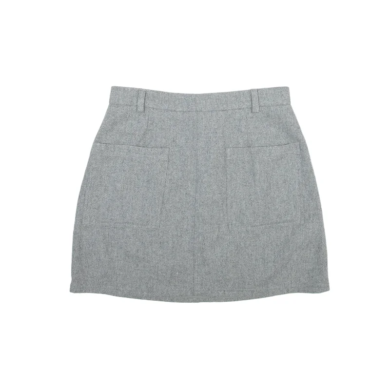JACK WILLS Short Mini Skirt Grey Wool Womens UK 10 wool skirt warm