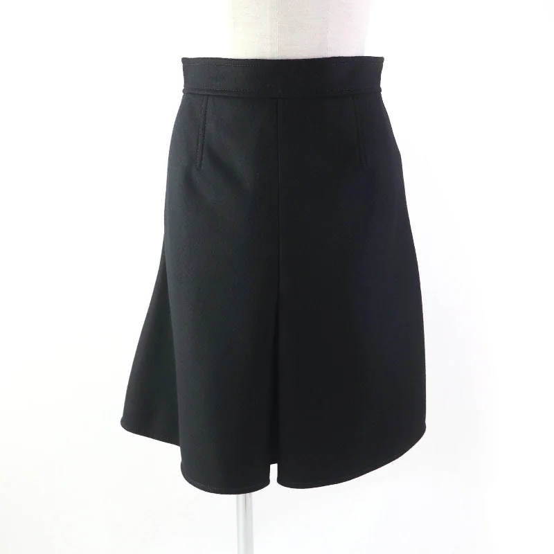 Louis Vuitton Wool Logo Zip Flare Skirt Black 36 linen skirt airy