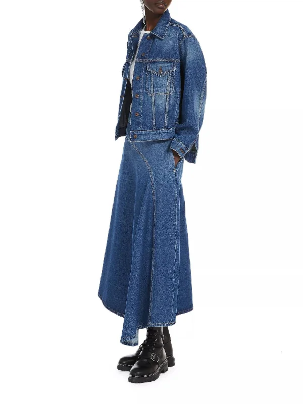 Luana Skirt In Denim belted skirt waist