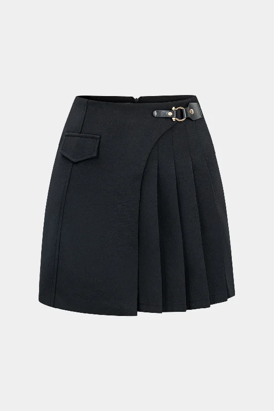 Asymmetrical Pleated High Waist Skirt velvet skirt plush