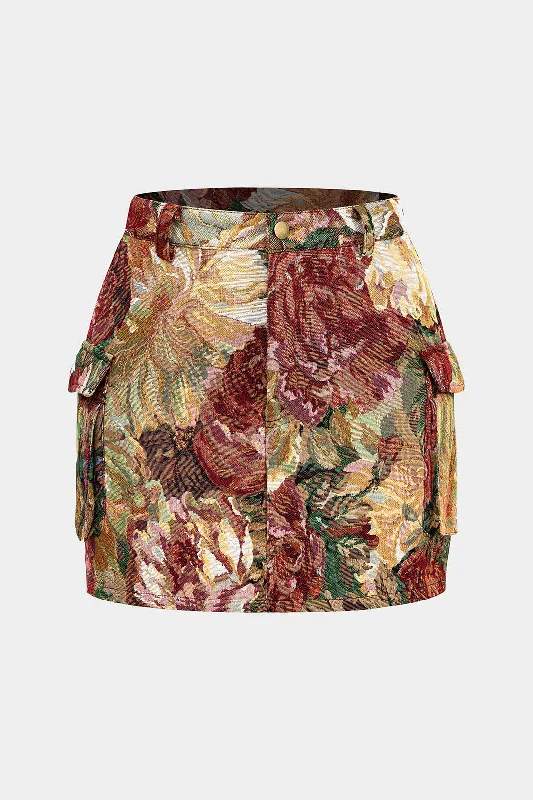 Jacquard Pocket Skirt ribbed skirt waist