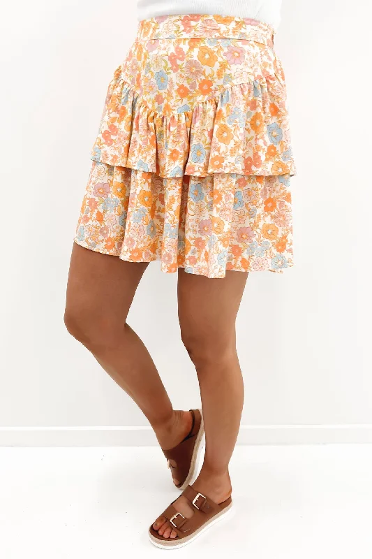 Meadow Mini Skirt Print tiered skirt playful