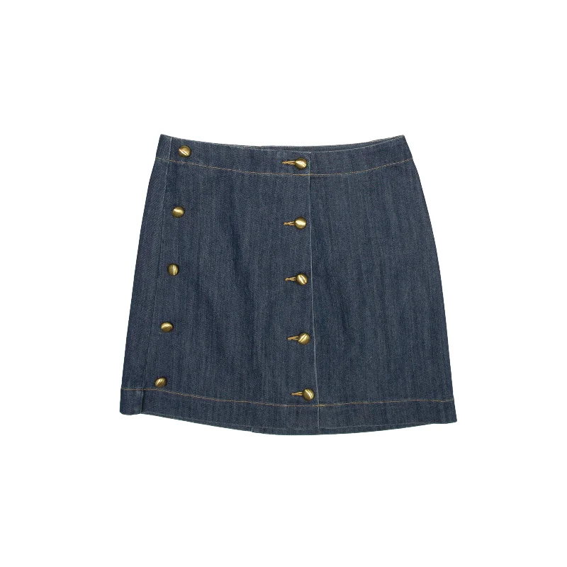 MICHAEL KORS Short Mini Skirt Blue Denim Womens S silk skirt lustrous