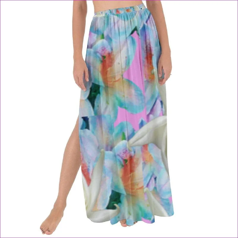 Midnight Floral Maxi Chiffon Tie-Up Sarong denim skirt fashionable