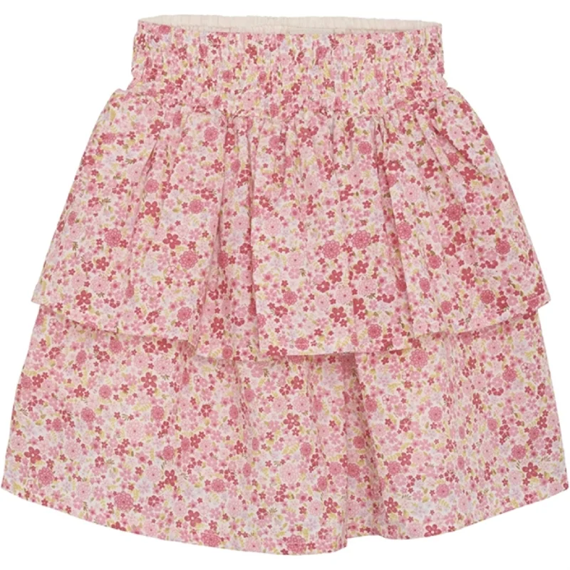 Minymo Pink Dogwood Skirt AOP w. Lining corduroy skirt durable