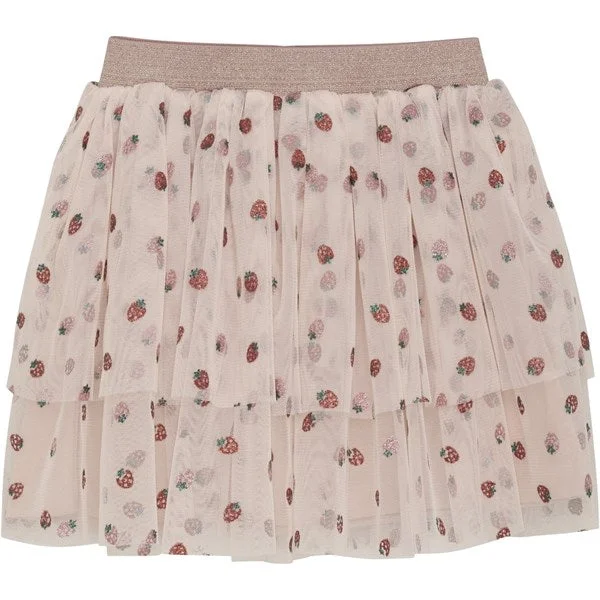 Minymo Spanish Villa skirt w. Glitter AOP linen skirt natural