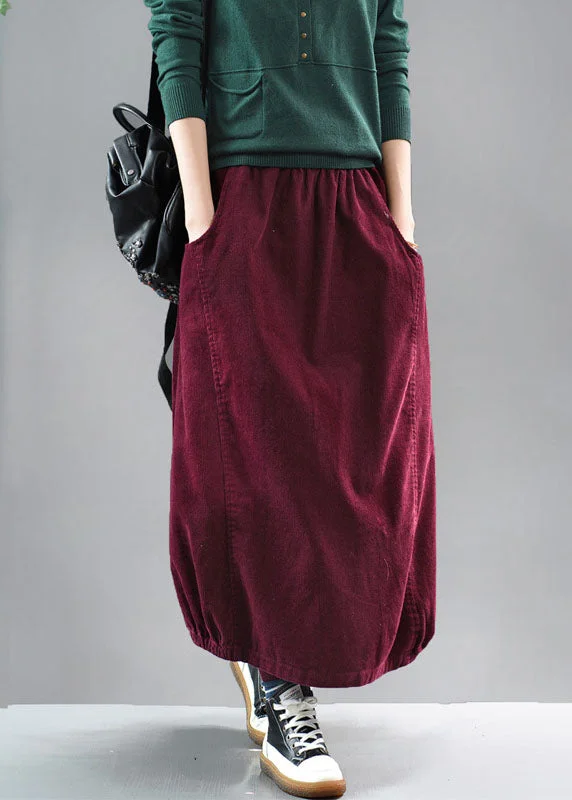 Mulberry Corduroy A Line Skirts pockets Spring wool skirt sturdy