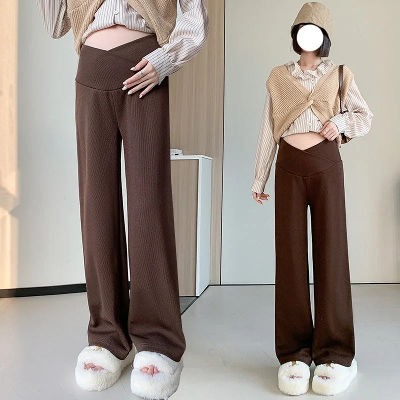 NiDELL Maternity Pants . New Autumn and Winter Outer Wear Maternity Wide Leg Pants Straight Casual Loose Trendy Mom Low Waist Pants Fashion Cozy Jogger Leggings