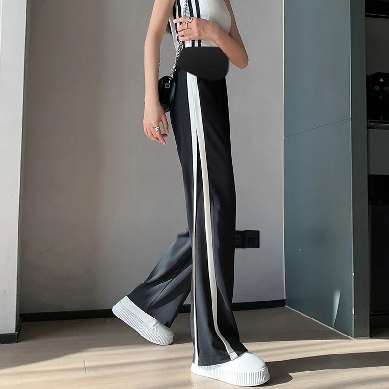 NiDELL Pregnant Women's Pants . Spring and Autumn Outer Wear Thin Loose Wide-Leg Pants Fashionable Mom's Pants Casual Sports Straight Mop Pants Slim Fit Casual Pants