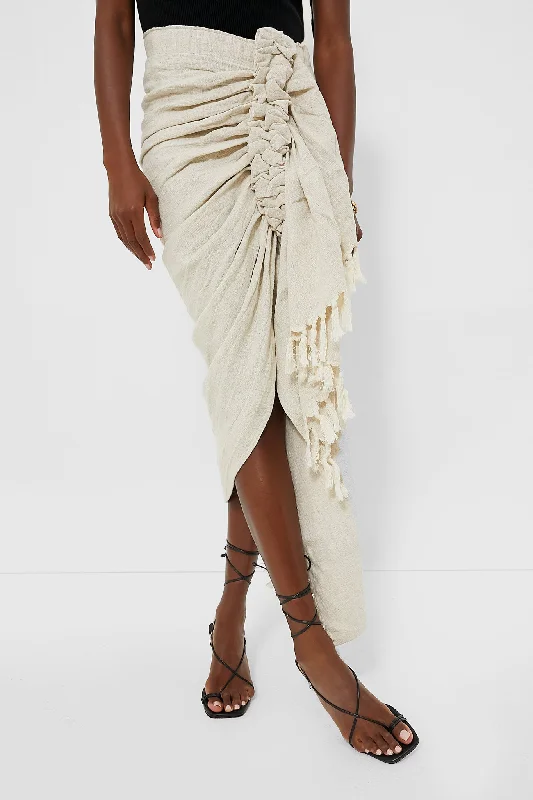 Oatmeal Tulum Skirt satin skirt smooth