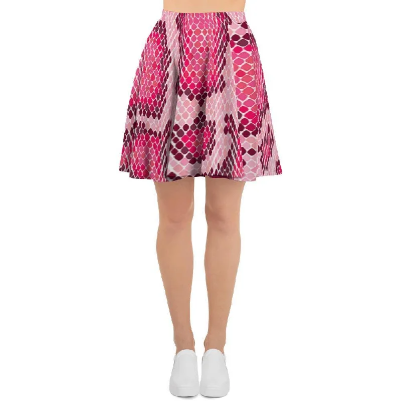 Pink Snakeskin Print Women's Skirt breathable skirt fabric
