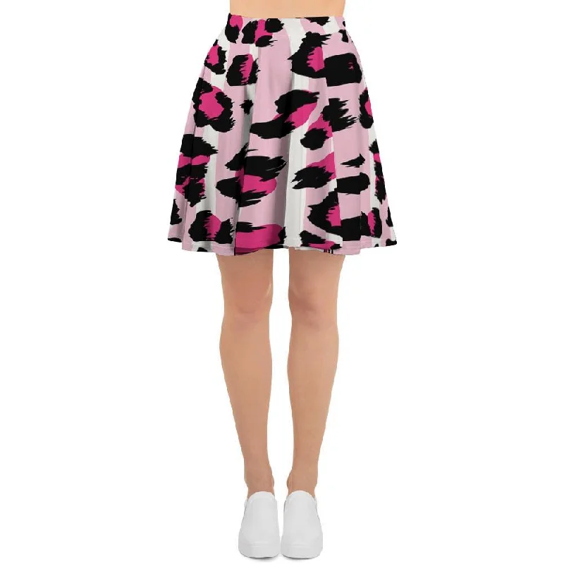 Pink Striped Leopard Women's Skirt tiered skirt playful