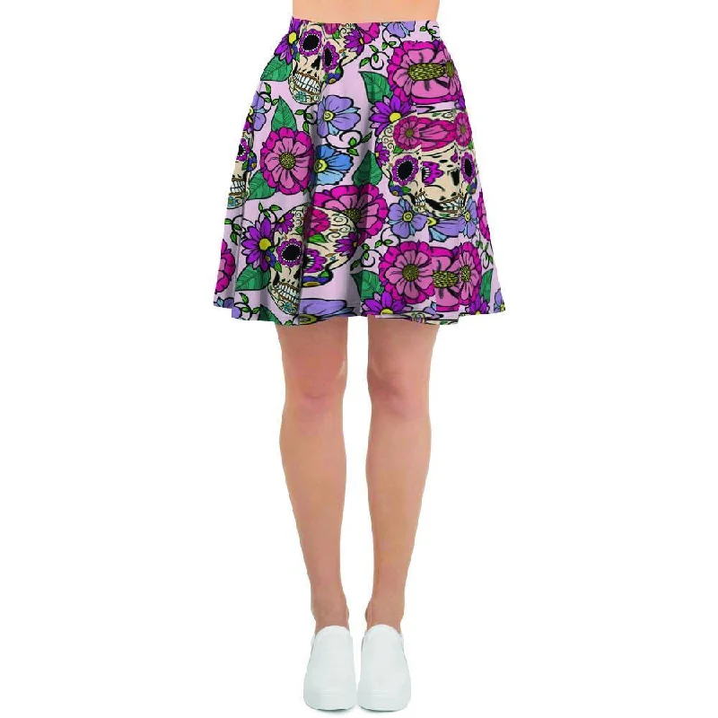 Pink Sugar Skull Floral Women's Skirt chiffon skirt flowing