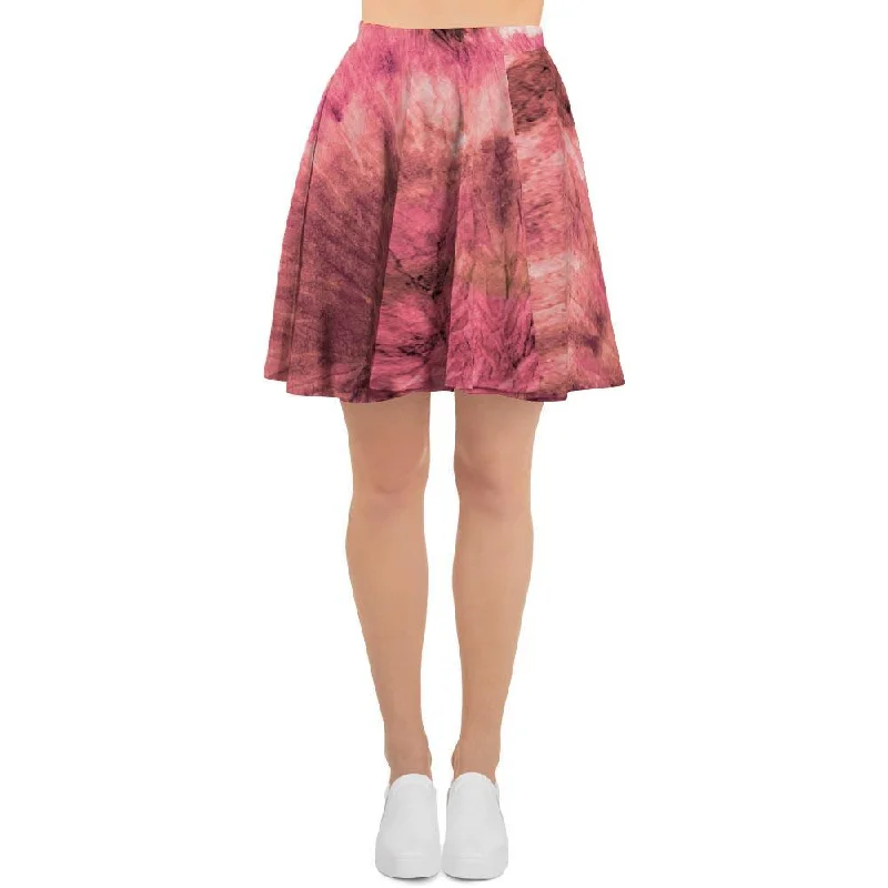 Pink Tie Dye Print Women's Skirt velvet skirt sumptuous