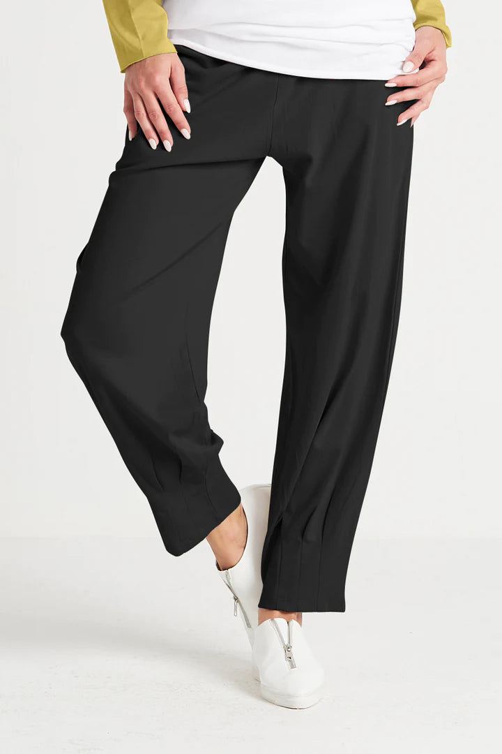 Planet Clothing - PIMA COTTON PINCHED PLEAT PANTS Trendy Wide-Legged Trousers