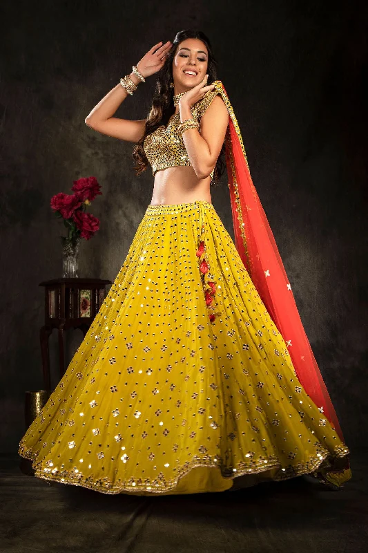 Mirror Embroidered Top and skirt zip skirt side