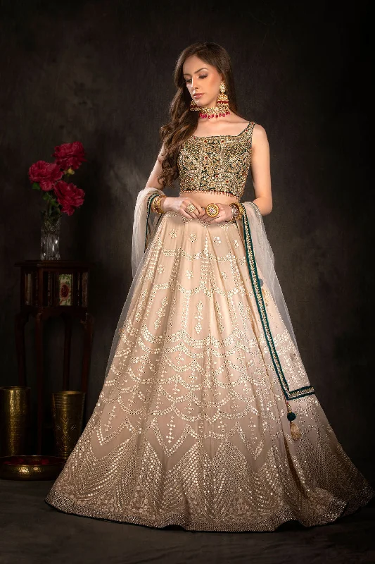 Velvet Embroidered top with mirror work skirt ribbed skirt waist