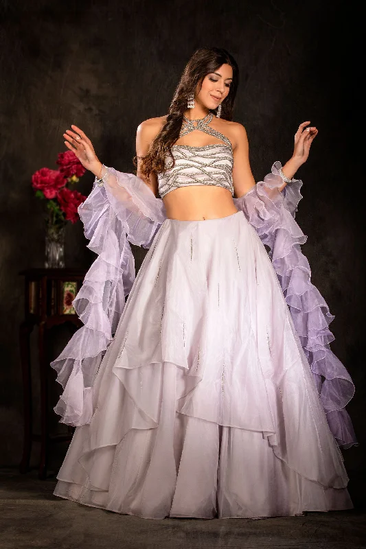 Stylish Light Mauve top with layered Skirt spandex blend skirt