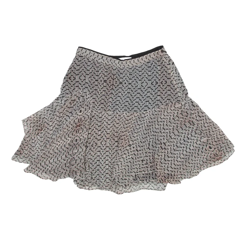 REISS Short Flare Skirt Grey Crazy Pattern Womens UK 10 wool skirt warm