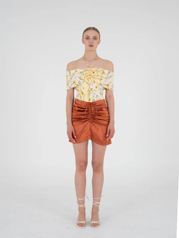 Ruched skirt relaxed fit skirt