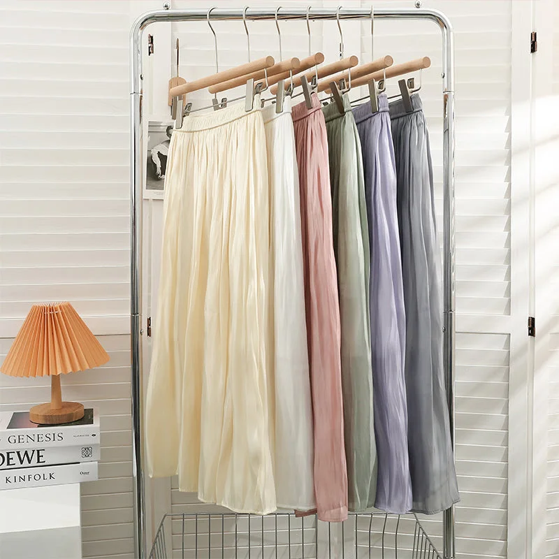 Satin Shine Midi Skirt (7 Colors) leather skirt refined