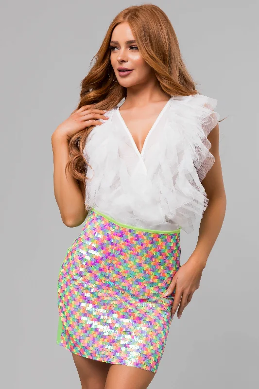 She+Sky Kiwi Multicolor Sequin Mini Skirt corduroy skirt cozy