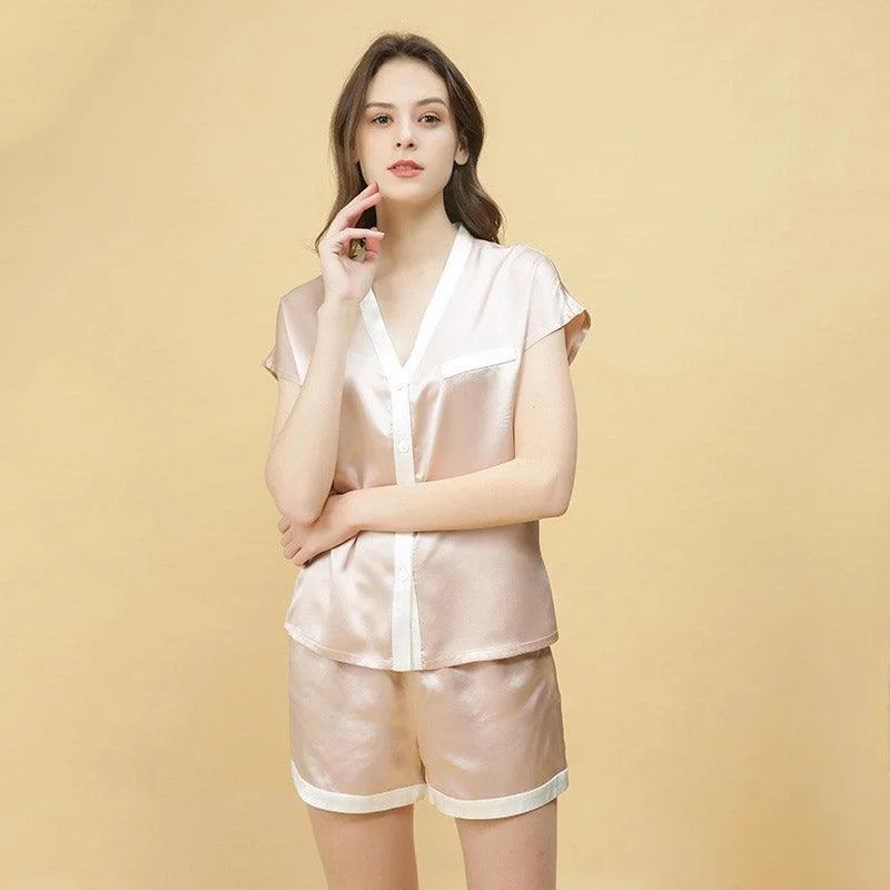 Short Women Silk Pajama Set Short Silk Pants women SIlk sleepwear Stylish Paperbag Waist Pants