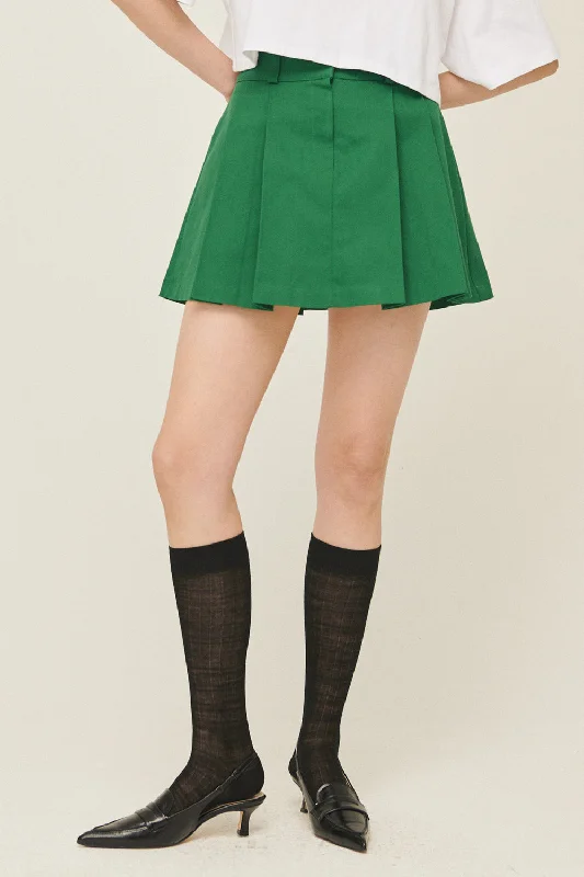 Sienna Kick Pleats Skirt velvet skirt glossy