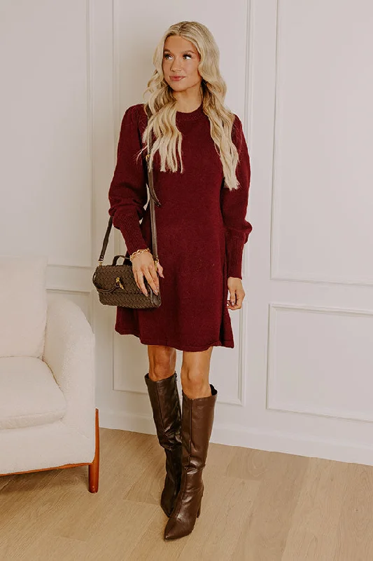Social Gathering Sweater Mini Dress Chic Mini Dress with V-Neck