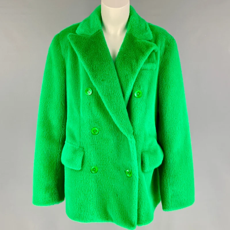 STAND STUDIO SS 22 Size M Green Textured Peak Lapel Sallie Jacket Notch Collar Jacket Peter Pan Collar Jacket Cowl Neck Jacket STAND STUDIO SS 22 Size M Green Textured Peak Lapel Sallie Jacket Notch Collar Jacket Peter Pan Collar Jacket Cowl Neck Jacket
