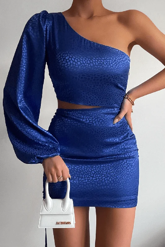 Stella Mini Dress - Royal Blue Stylish Floral Print Mini Dress