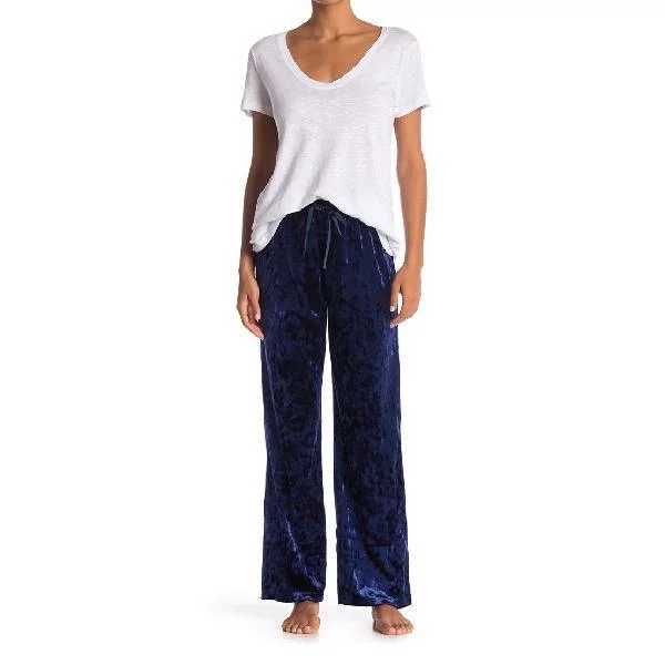 TAHARI Crushed Velvet Wide Leg Pajama Pants-Blue Elegant Silk Pants