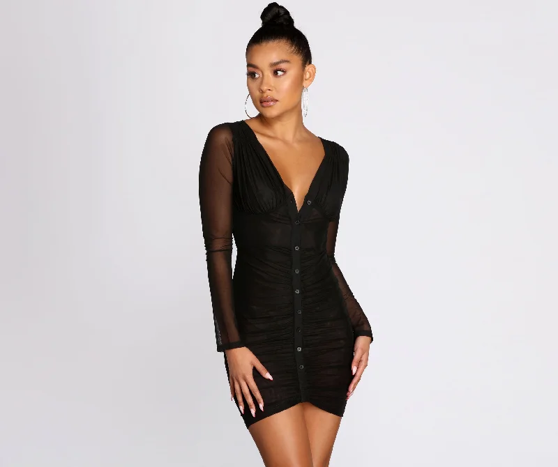 Talk Of The Town Ruched Mini Dress Chic Bohemian Mini Dress